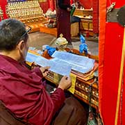 Morning prayers, Rongbuk Monastery