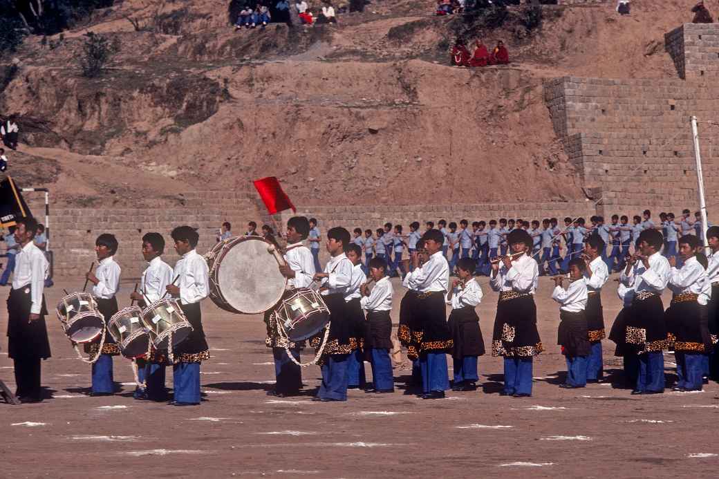 Drum band playing