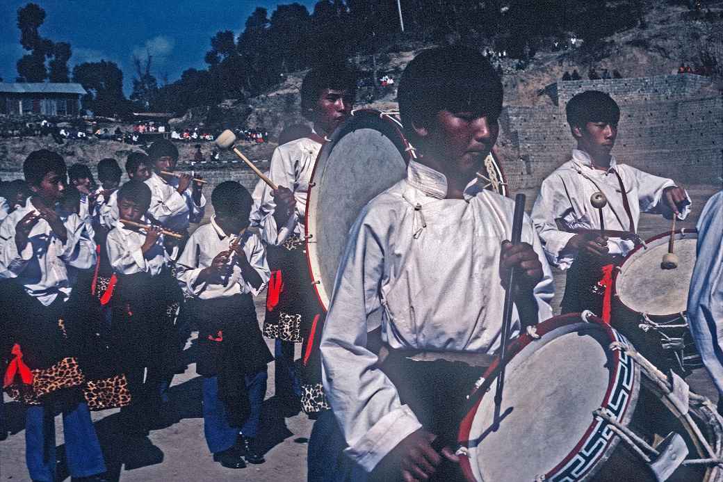 Drum band marching off