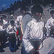 Drum band marching off