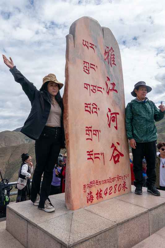 Chinese tourists posing