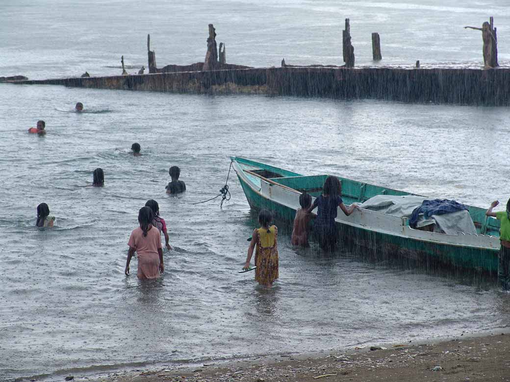 Dili Harbour with rain