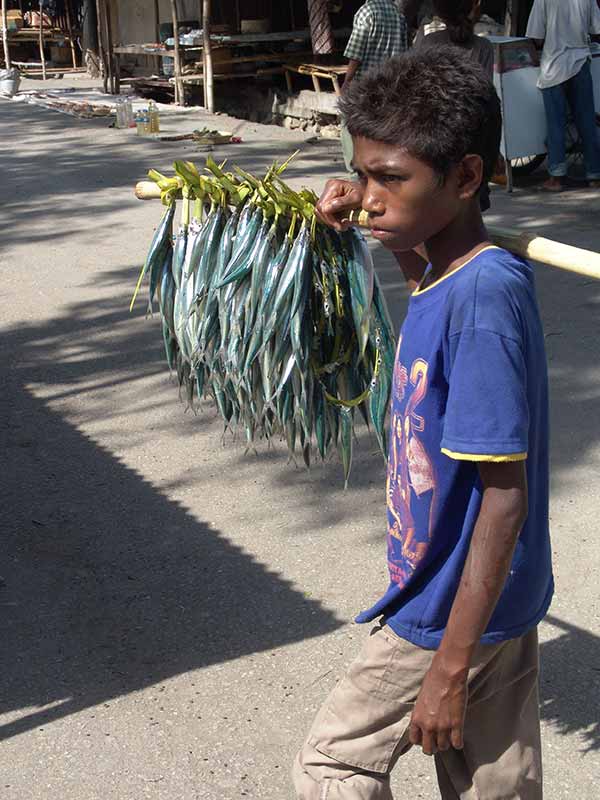 Boy selling fish