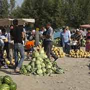 Selling watermelons, Qumtepa bazaar