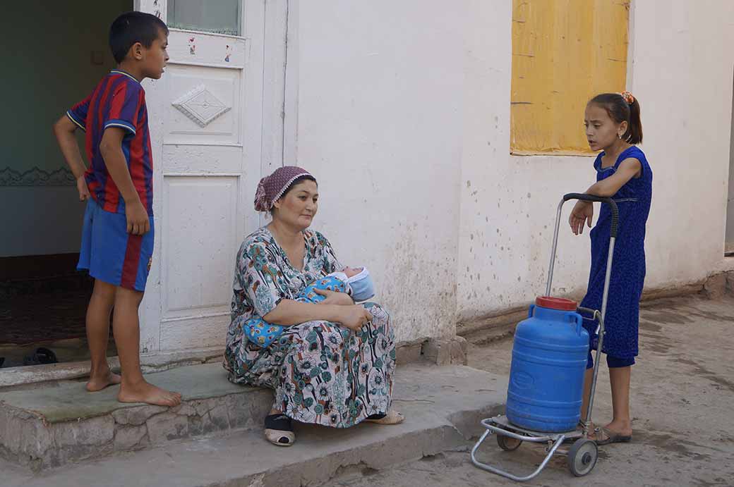 Woman and children