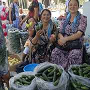 Selling cucumbers, Qumtepa bazaar