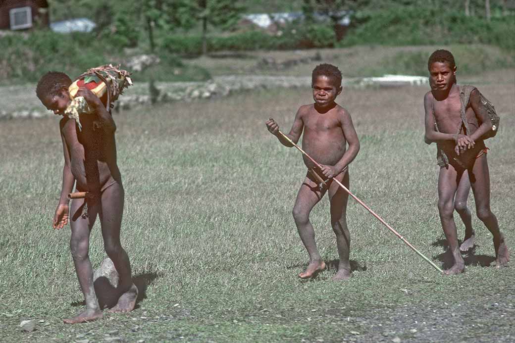 Boys with fruit