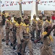 Boy scouts and leader, Fort Oranje