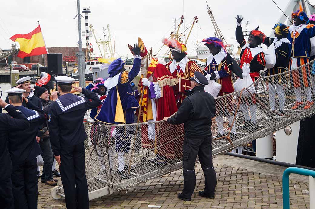 Sinterklaas coming ashore