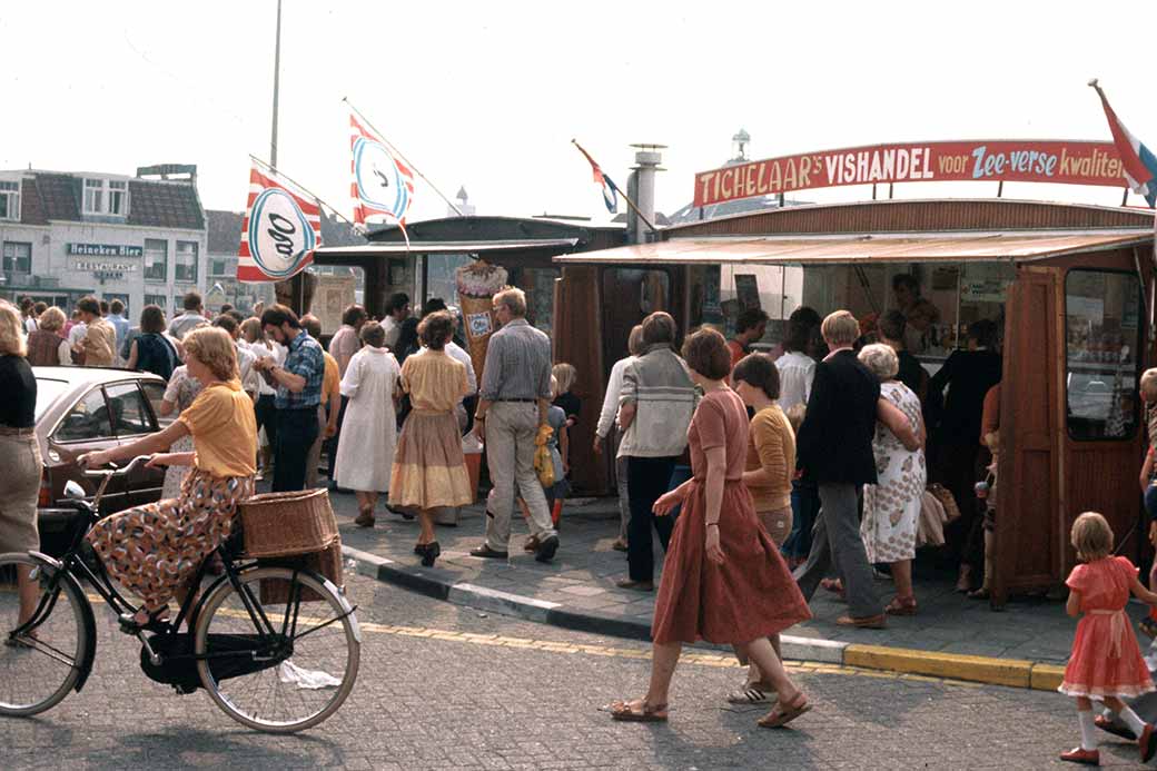 Ice cream and fish stalls