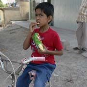 Boy eating chips