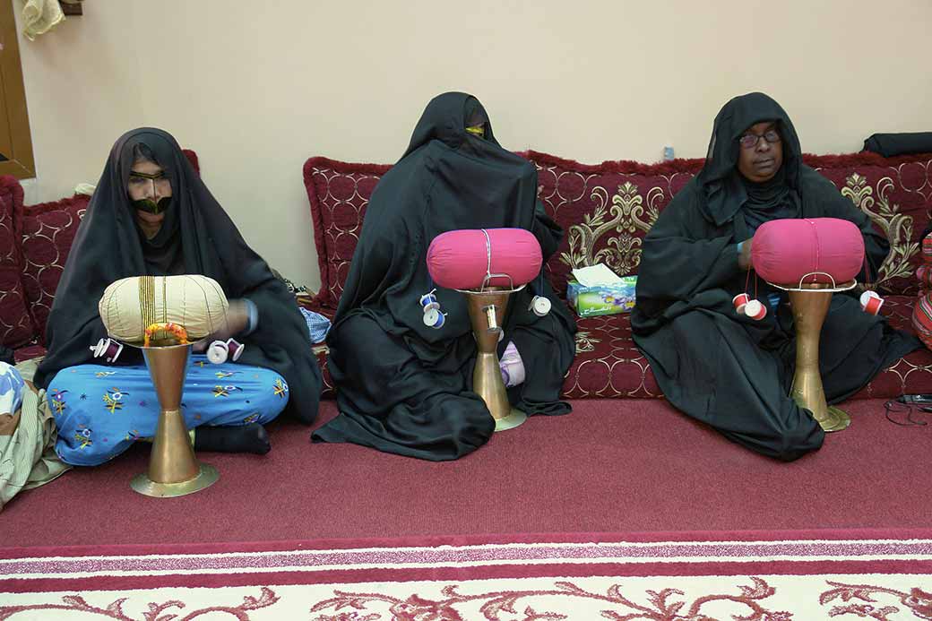 Women making embroidery