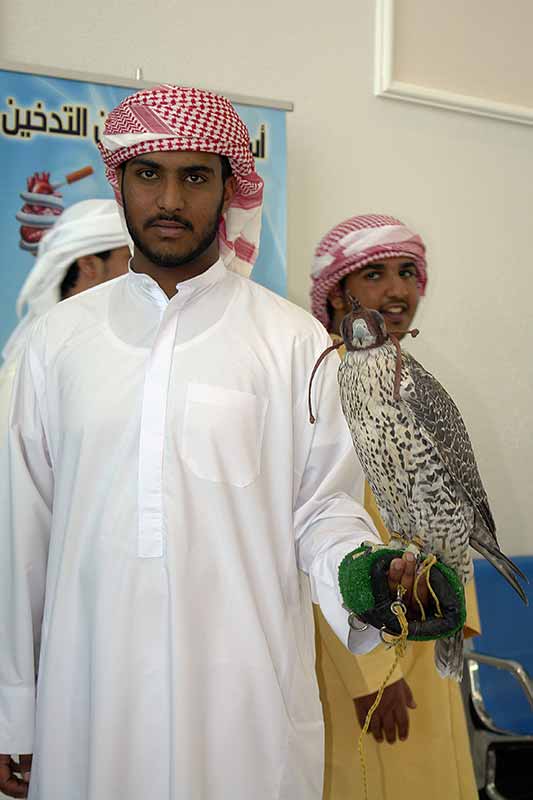 Student with hunting falcon